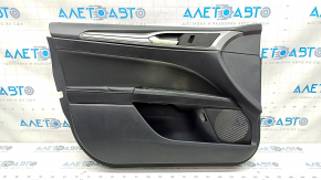 Door trim card front left Ford Fusion mk5 17-20 black with gray insert, cloth, armrest leather, molding gray, scratches, dented