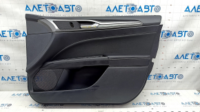 Door trim card front right Ford Fusion mk5 17-20 black with gray insert, cloth, armrest leather, molding gray, scratch