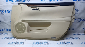 Door trim card front right Lexus ES300h ES350 13-18 beige with black insert leather, armrest beige leather, molding for light wood, pokes, scratches, abrasions, scuffs, for cleaning
