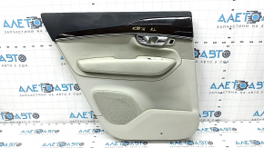 Door trim card rear left Volvo XC90 16-22 gray leather, gray leather armrest, wood insert, tears, scratches, dry cleaning