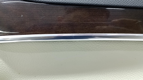 Door trim card rear right Volvo XC90 16-22 gray leather, gray leather armrest, wood insert, tears, scratches, dry cleaning
