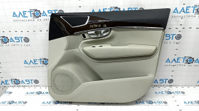Door trim card front right Volvo XC90 16-22 gray leather, gray leather armrest, wood insert, scratches, broken fastening, dry cleaning