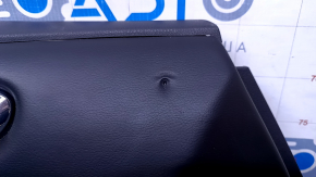 Door trim card front left Nissan Leaf 13-17 black with black insert leather, armrest black cloth, scratches, bumps, abrasions