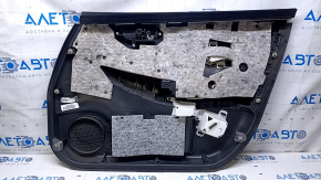 Door trim card front left Nissan Leaf 13-17 black with black insert leather, armrest black cloth, scratches, bumps, abrasions