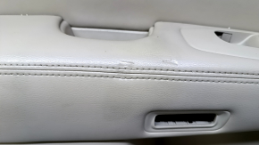 Door trim card front left Nissan Pathfinder 13-20 leather beige with beige insert, armrest beige leather, molding wood gloss, under seat memory, scratches, dents, bumps, abrasions