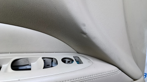 Door trim card front left Nissan Pathfinder 13-20 leather beige with beige insert, armrest beige leather, molding wood gloss, under seat memory, scratches, dents, bumps, abrasions