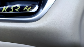 Door trim card front left Nissan Pathfinder 13-20 leather beige with beige insert, armrest beige leather, molding wood gloss, under seat memory, scratches, dents, bumps, abrasions