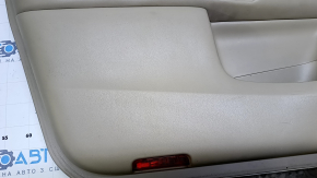 Door trim card front left Nissan Pathfinder 13-20 leather beige with beige insert, armrest beige leather, molding wood gloss, under seat memory, scratches, dents, bumps, abrasions