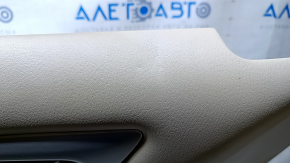 Door trim card front left Nissan Pathfinder 13-20 leather beige with beige insert, armrest beige leather, molding wood gloss, under seat memory, scratches, dents, bumps, abrasions
