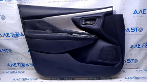 Door trim card front left Nissan Murano z52 15-17 black with black insert leather, armrest black leather, molding gray gloss, scratches, dents, pokes, scuffs, abrasions