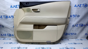 Door trim card front right Lexus RX350 RX450h 10-15 beige with beige insert leather, armrest beige leather, scratches,