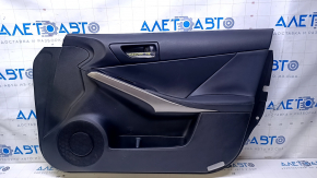 Door trim card front right Lexus IS 14-20 black with black insert leather, armrest black leather, handle molding golden, scratches, dent, abrasions