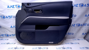 Door trim card front right Lexus RX350 RX450h 10-15 black with black insert leather, armrest gray leather type 1, dent, bumps, scuffs, scratches, abrasions