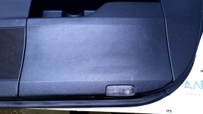 Door trim card front right Lexus RX350 RX450h 10-15 black with black insert leather, armrest gray leather type 1, dent, bumps, scuffs, scratches, abrasions