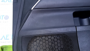 Door trim card front right Lexus RX350 RX450h 10-15 black with black insert leather, armrest gray leather type 1, dent, bumps, scuffs, scratches, abrasions