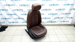 Passenger seat Audi A6 C7 12-18 with airbag, brown leather, without ventilation, heated, electric, scratches