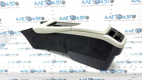 Central console armrest and cup holders Volvo XC90 16-22 leather gray with black, under air ducts, tears, for dry cleaning, scratches