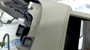 Central console armrest and cup holders Volvo XC90 16-22 leather gray with black, under air ducts, tears, for dry cleaning, scratches