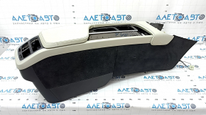 Central console armrest and cup holders Volvo XC90 16-22 leather gray with black, under air ducts, tears, for dry cleaning, scratches