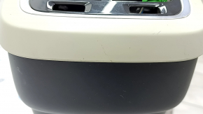 Central console armrest and cup holders Volvo XC90 16-22 leather gray with black, under air ducts, tears, for dry cleaning, scratches