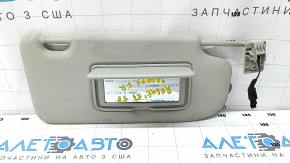 Right visor Nissan Rogue Sport 17-19 without sunroof with backlight, gray, without hook, needs cleaning, tear