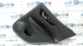 Door trim card rear right Nissan Rogue Sport 17-19 black, armrest leather black, overlay blue gloss, scratches, for dry cleaning