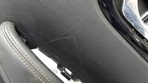 Door trim card rear right Nissan Rogue Sport 17-19 black, armrest leather black, overlay blue gloss, scratches, for dry cleaning