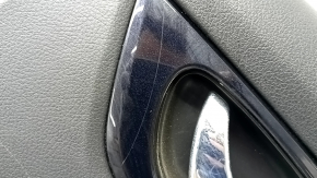 Door trim card rear right Nissan Rogue Sport 17-19 black, armrest leather black, overlay blue gloss, scratches, for dry cleaning