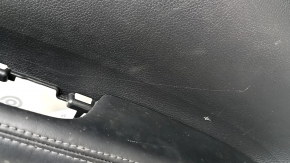 Door trim card rear right Nissan Rogue Sport 17-19 black, armrest leather black, overlay blue gloss, scratches, for dry cleaning