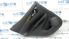 Door trim card rear left Nissan Rogue Sport 17-19 black, armrest leather black, overlay blue gloss, scratches, for dry cleaning