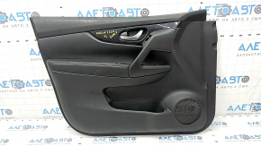 Door trim card front left Nissan Rogue Sport 17-19 black, armrest leather black, overlay blue gloss, dry cleaning