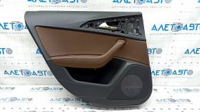 Door trim card rear left Audi A6 C7 12-18 black, brown insert leather, scratches