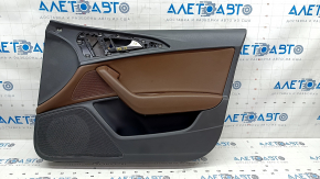 Door trim card front right Audi A6 C7 12-18 black, insert brown leather, scratches, broken fastener