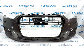 Bare front bumper Audi A6 C7 16-18 rest, graphite, for parking sensors, for headlight washers, scratches, scuffs