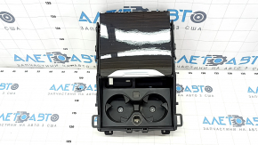 Box pocket center console with cup holders BMW X5 G05 19-23 for wireless charging, wood-like Alu Mesheffect