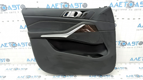 Door trim card front left BMW X5 G05 19-23 leather black, wood insert Alu Mesheffect, tears