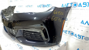 Front bumper complete BMW 7 G11 G12 16-19 with parking sensors, wiring and PMA, without washers, M-Sport, black, dented, scratches, broken fasteners, painted, worn