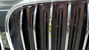 Radiator grill assembly BMW 7 G11 G12 16-19 M-Sport, with radiator deflector blinds, with motor, under camera, chrome, sand, scuffs, broken mount, non-original camera