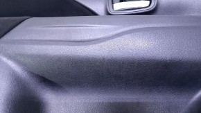 Door trim card front left Mitsubishi Outlander 14-21 black with black insert cloth, armrest black cloth, molding gray under carbon structure, dents, pokes, scratches, abrasions