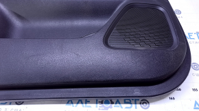 Door trim card front left Mitsubishi Outlander 14-21 black with black insert cloth, armrest black cloth, molding gray under carbon structure, dents, pokes, scratches, abrasions