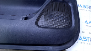 Door trim card front left Mitsubishi Outlander 14-21 black with black insert cloth, armrest black cloth, molding gray under carbon structure, dents, pokes, scratches, abrasions, under chemical