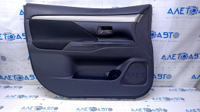 Door trim card front left Mitsubishi Outlander 14-21 black with black insert cloth, armrest black cloth, molding gray under carbon structure, dents, scratches, abrasions