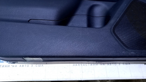 Door trim card front left Subaru Outback 15-19 black with black insert cloth, armrest black leather, gray molding structure, handle chrome, scratches, dents, scuffs, abrasions, pokes