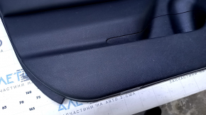Door trim card front left Subaru Outback 15-19 black with black insert cloth, armrest black leather, gray molding structure, handle chrome, scratches, dents, scuffs, abrasions, pokes