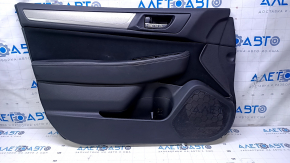 Door trim card front left Subaru Outback 15-19 black with black insert cloth, armrest black leather, gray molding structure, handle chrome, scratches, abrasions, butt, for dry cleaning