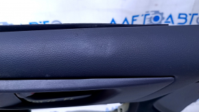 Door trim card front left Subaru Outback 15-19 black with black insert cloth, armrest black leather, gray molding structure, handle black matte, scratches, abrasions, scuffs, dents