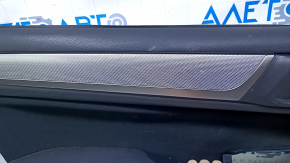 Door trim card front left Subaru Outback 15-19 black with black insert cloth, armrest black leather, gray molding structure, handle black matte, scratches, abrasions, scuffs, dents
