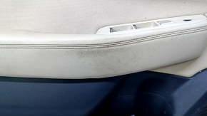 Door trim card front left Subaru Outback 15-19 black with beige insert cloth, armrest beige leather, gray molding structure, handle chrome, scratches, dent, scuff, abrasions, for dry cleaning, tre
