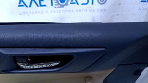 Door trim card front left Subaru Outback 15-19 black with beige insert cloth, armrest beige leather, gray molding structure, handle chrome, scratches, dent, scuff, abrasions, for dry cleaning, tre
