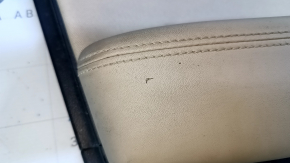 Door trim card front left Subaru Outback 15-19 black with beige insert cloth, armrest beige leather, gray molding structure, handle chrome, scratches, dent, scuff, abrasions, for dry cleaning, tre